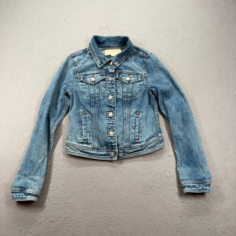 Pilcro Denim Jacket Womens S Blue Anthropologie Trucker Stretch Cotton